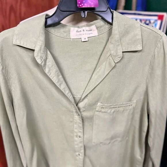 NWOT Cloth & Stone HI/Low Sage Green Size Medium Top #009 - Picture 2 of 6